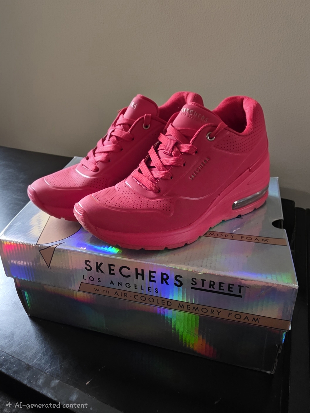 Skechers "Million Air" Women's Bright Red Platform Lace-Up Sneakers